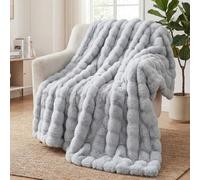 Coperta Plaid Super Morbida Pile Peluche di Coniglio Caldo e Spesso 230x250cm, 1000 g/m² Divano Coperta Fluffy di Alta Qualità, Versatile Coperta Matrimoniale per Camera da Letto Viaggi, Grigio Chiaro