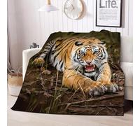 Coperta Plaid Tigre Coperta Pile Letto Singolo, Plaid Divano Animali Selvaggi Flanella Morbida e Calda per Divano Letto Copriletto e Copridivano, 150 x 200 cm