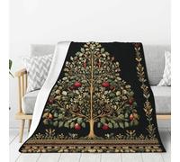 Coperta Plaid Vintage Christmas Tree Surrounded By Flower Borders Accogliente Copriletto Decorativa Winter Blanket per Sedia Ufficio Sedie Divano S