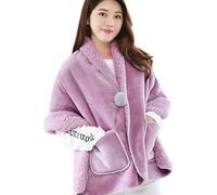 Coperta Poncho in Pile, Peluche del Mantello per Le Donne, Coperta Scialle Multifunzionale, Mantello Morbido Riscaldante Invernale, Design Caldo E Morbido in Flanella Sherpa, Dark Blue, 45×140cm