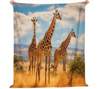 Coperta Praterie africane Giraffe Erba gialla Pile Divano Morbida Coperte per Letto Singolo Matrimoniale Marrone Arancione Soffice e Calda Coperta Pile Invernale per Bambini Adulti 220 x 260 cm