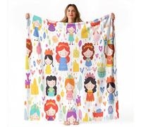 Coperta Principessa dei cartoni animati, divertimento infantile Pile Divano Morbida Coperte per Letto Singolo Matrimoniale Rosa pesca Giallo senape Soffice e Invernale per Bambini Adulti 150 x 100 cm