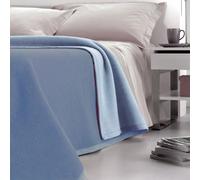 Coperta Pura Lana Matrimoniale Dobleface 450gr Cober Double Celeste