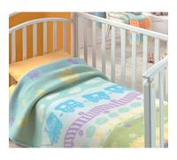 Coperta Pura Lana per Lettino 150x110cm 400gr Cober Titti Baby Azzurro