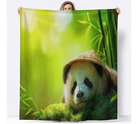 Coperta quattro stagioni Panda Foresta di Bambù Stile Cinese per Divano Sedia, Morbidi Coperte Plaid Flanella Giallo Salvia - Caldo Trapuntino Sherpa, Peluche Morbido Copriletto Letto, 100 x 130 cm
