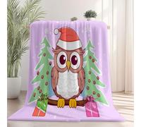 Coperta Regali di Natale a forma di gufo dei cartoni Pile Divano Morbida Coperte per Letto Singolo Matrimoniale Rosso porpora Soffice e Calda Coperta Pile Invernale per Bambini Adulti 220 x 240 cm
