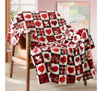 Coperta regalo, coperta per San Valentino, regalo per mamma, moglie, motivo rosso, per divano o letto, coperta decorativa a quadri, coperta di lusso in flanella, super comoda e confortevole, regalo