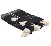 Coperta rettangolare 130 x 170 cm in cotone con motivo a scacchiera nero Kulac