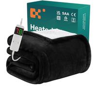 Coperta riscaldata BOMOVA con spegnimento automatico, soffice coperta natalizia, 10 impostazioni di calore e timer da 5 ore, regalo per donna, decorazione natalizia per letto/divano, 130x180 cm, nero