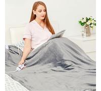 Coperta riscaldata elettrica in flanella Sherpa riscaldamento rapido 120 x 160 cm, 10 livelli di calore e timer di spegnimento automatico fino a 9 ore e display a LED, certificato ETL, grigio