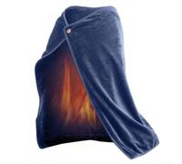 Coperta riscaldata USB per scialle, 100 x 70 cm, coperta elettrica in flanella lavabile, temperatura 35-45 gradi, per auto, casa, ufficio (blu)