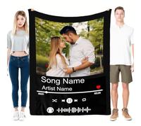 Coperta Romantica Personalizzata con Codice Musicale - Copriletto Fotografico Personalizzato per Coppie, Mariti, Moglie - Idea per San Valentino, Compleanno o Anniversario