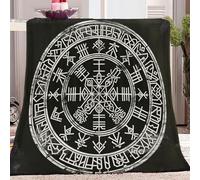 Coperta Rune Vichinghe Cerchi Simmetrici Bianco Nero, Coperta Calde E Leggere In Flanella Per Divano Letto, Coperte Con Stampa Soffice Per Bambini E Adulti 180 x 200 cm