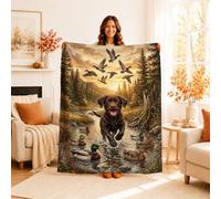 Coperta rustica con labrador e anatra, 101 x 127 cm