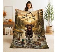 Coperta rustica con labrador e anatra, 101 x 152 cm