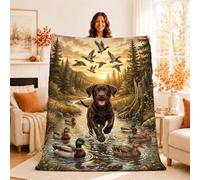 Coperta rustica con labrador e anatra, 127 x 152 cm