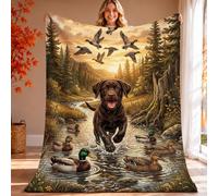 Coperta rustica con labrador e anatra, 152 x 203 cm