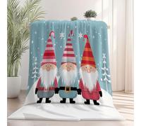 Coperta Scena di neve con nani di Natale Pile Divano Morbida Coperte per Letto Singolo Matrimoniale Rosso Blu Soffice e Calda Coperta Pile Invernale per Bambini Adulti 150 x 100 cm