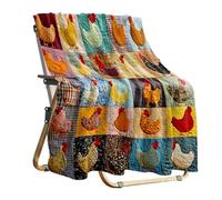 Coperta scozzese con gallo - morbida coperta con stampa di crocchette di pollo | Coperte simpatico motivo trapuntato per galline e galline | Trapunta traspirante pieghevole in flanella | Coperte per
