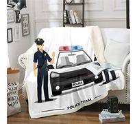 Coperta Sherpa in pile per auto della polizia, coperta da poliziotto, per bambini e ragazze, per rispondere alle emergenze, coperta in peluche per divano letto, divano, divano, bambino, 70 x 100 cm