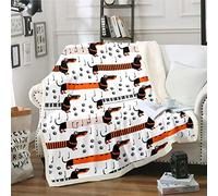 Coperta sherpa per cani musicali per bambini e ragazze, con simpatico bassotto e salsiccia in pile, coperta per letto matrimoniale, 150 x 180 cm