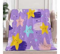 Coperta singola in flanella per divano, design semplice con motivo a stelle, morbida coperta in sherpa con decorazione per tutte le stagioni, calda e leggera, per letto, divano, poltrona, picnic