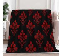 Coperta singola in pile rosso, a forma di cuore, motivo floreale broccato, non perde pelucchi, morbida e calda, reversibile, per letto o divano