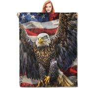 Coperta Singolo Bald Eagle With American Flag Patriotic Coperta S