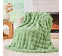 Coperta soffice con bolle per divano, lussuosa coperta in finta peluche a forma di coniglio, morbida, calda e accogliente, reversibile, testurizzata 3D, spessa, per letto, divano, soggiorno, camera da