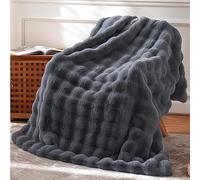 Coperta soffice con bolle per divano, lussuosa coperta in finta peluche a forma di coniglio, morbida, calda e accogliente, reversibile, testurizzata 3D, spessa, per letto, divano, soggiorno, camera da