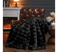 Coperta soffice con bolle per divano, lussuosa coperta in finta peluche a forma di coniglio, morbida, calda e accogliente, reversibile, testurizzata 3D, spessa, per letto, divano, soggiorno, camera da