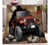 Coperta Soffice Coperta Stampata In 3D Auto, Selvaggio, Fuoristrada Comoda E Traspirante 200 X 200 Cm Coperta Per Divano Climatizzata Campeggio Per Adulti E Bambini Rosso Nerocamera Da Letto