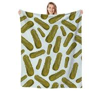 Coperta sottaceti salati cetrioli sottaceto cibo verde coperta divertente sottaceto regali per gli amanti dei sottaceti coperta in pile di flanella pelosa 152,4 x 127 cm