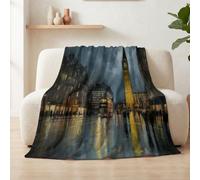 Coperta spessa, morbida e calda, in pile di flanella, moderna città | Morbida coperta per divano e divano, decorazione per la stanza, motivo: Big Ben, idea regalo di compleanno, blu