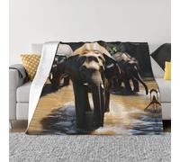 Coperta stampata con elefante e acqua potabile, per tutte le stagioni, super morbida e accogliente, coperta in flanella calda per divano e letto