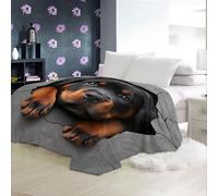 Coperta stampata Nero Coperta di flanella leggera per divano letto ufficio coperte stampate Cucciolo di Rottweiler carino Coperta da letto per tutte le stagioni 150 X 180 cm