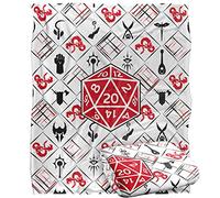 Coperta super morbida al tatto con motivo DUNGEONS & DRAGONS D20, 152 x 127 cm