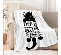 Coperta super morbida e accogliente con gatti neri, la migliore coperta di Halloween per gli amanti dei gatti, mamma e gatti, graziosa coperta per divano, letto, divano e decorazione per la casa (127