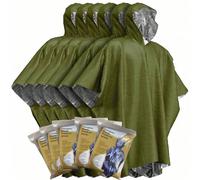 Coperta termica di emergenza, poncho impermeabile caldo reversibile, coperta di sopravvivenza isolante termico, riflettente, attrezzatura da campeggio all'aperto Set da 15 pezzi - Arancione,Set da 15