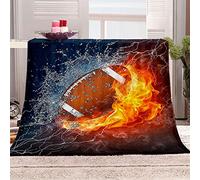 Coperta Termica Per Plaid Divano Copriletto 3D Pallone Da Rugby Rosso Fiammante Invernale Coperta In Flanella Microfibra Morbida Coperta Per Divano 80x100Cm Coperta Divano Copriletto Sherpa Per Adul