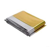 Coperta termica riflettente per uso esterno con ritenzione del calore, impermeabile, antivento, leggera, per sopravvivenza e kit (140 x 210 cm)