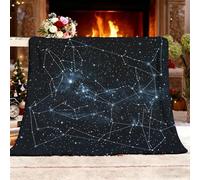 Coperta Termica XXL 180x220cm Onirico Cielo Stellato Linee Geometria Pile di Flanella Coperta Plaid in Pile Super Morbida e Morbida Nero per DivanoTV e Letto Decorazioni Casa