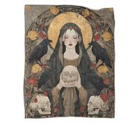 Coperta The Regina Has Lungo Flowing Hair And Holds A Skull in Her Hand,Morbida E Calda,lenzuola in Flanella Con Motivo 3D,Adatto Per Uso Domestico E Campeggio 80x90inch(200x230cm)