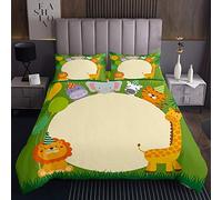 Coperta trapuntata con giraffa per bambini e ragazzi e ragazze carino Tiger Lion Elefante copriletto Cartoon animali selvatici Coverlet Set in microfibra Kawaii Wildlife trapuntato260x240cm