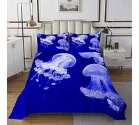 Coperta trapuntata con meduse oceaniche a tema creatura trapuntata copriletto copriletto per ragazzi e ragazze bambini mare subacqueo World Coverlet Set di decorazione della stanza blu 170X230cm