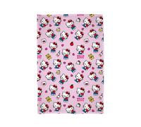 Coperta in pile con licenza Hello Kitty, super morbida, design rosa caldo con orsacchiotto e bottiglie di latte, perfetta per casa, camera da letto, pigiama party e campeggio, 100 x 150 cm