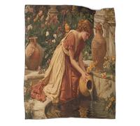 Coperta Una donna greca attinge acqua da un pozzo pietra usando un vaso terracotta E Il Copridivano Letto Sono Morbidi E Confortevoli Al Tatto,adatti Riscaldare Tutta La Famiglia 50x60inch(127x152cm)