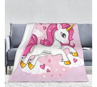 Coperta unicorno rosa bambini, Cartoon Unicorn ragazze coperta, nuvole arcobaleno cavallo stampa flanella coperta in pile per gli adolescenti regalo (150 x 200 cm, A)