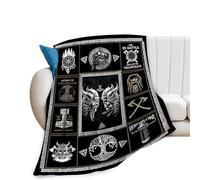 Coperta vichinga con decorazione vichinga, super calda, morbida, leggera, in pile di flanella, idea regalo per uomini vichinghi, ragazzi, ragazze, donne, bambini, per letto invernale, divano, letto,