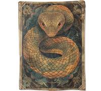 Coperta vintage con serpente dorato per amanti della fauna selvatica e uomini avventurieri, coperte in flanella con intricate squame ornate per divano, ufficio, poltrona, letto, coperte morbide e cald
